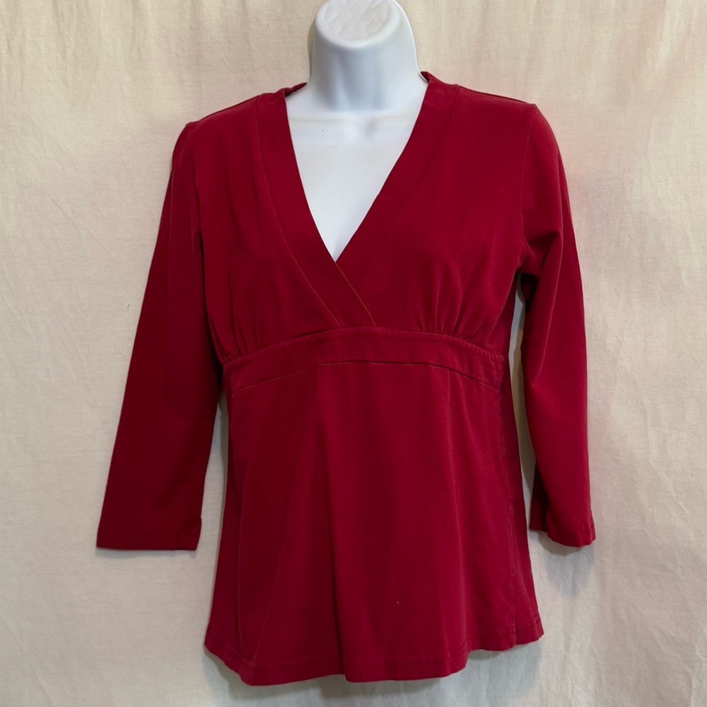 D-33 Duo Maternity Red 1/2 Sleeve Pullover Blouse Size M